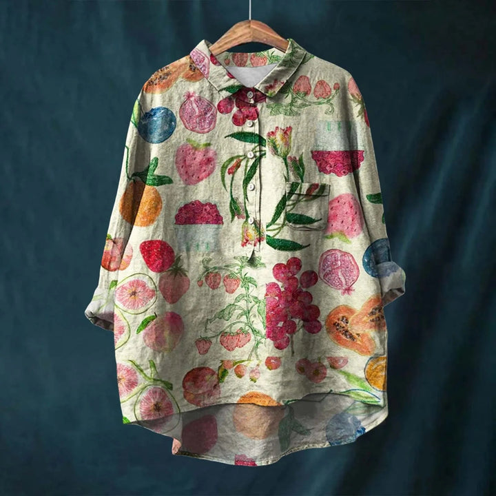 Veelzijdige dames blouse met lange mouw en bloemenprint, geschikt voor zowel casual als geklede look.
