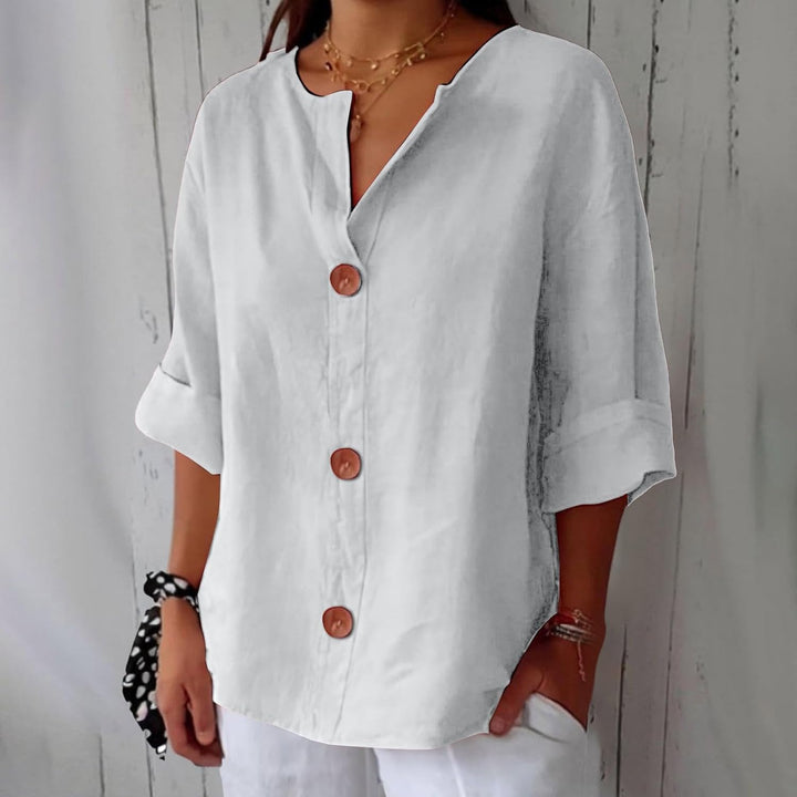 Luchtige dames blouse met driekwart mouwen voor warme dagen