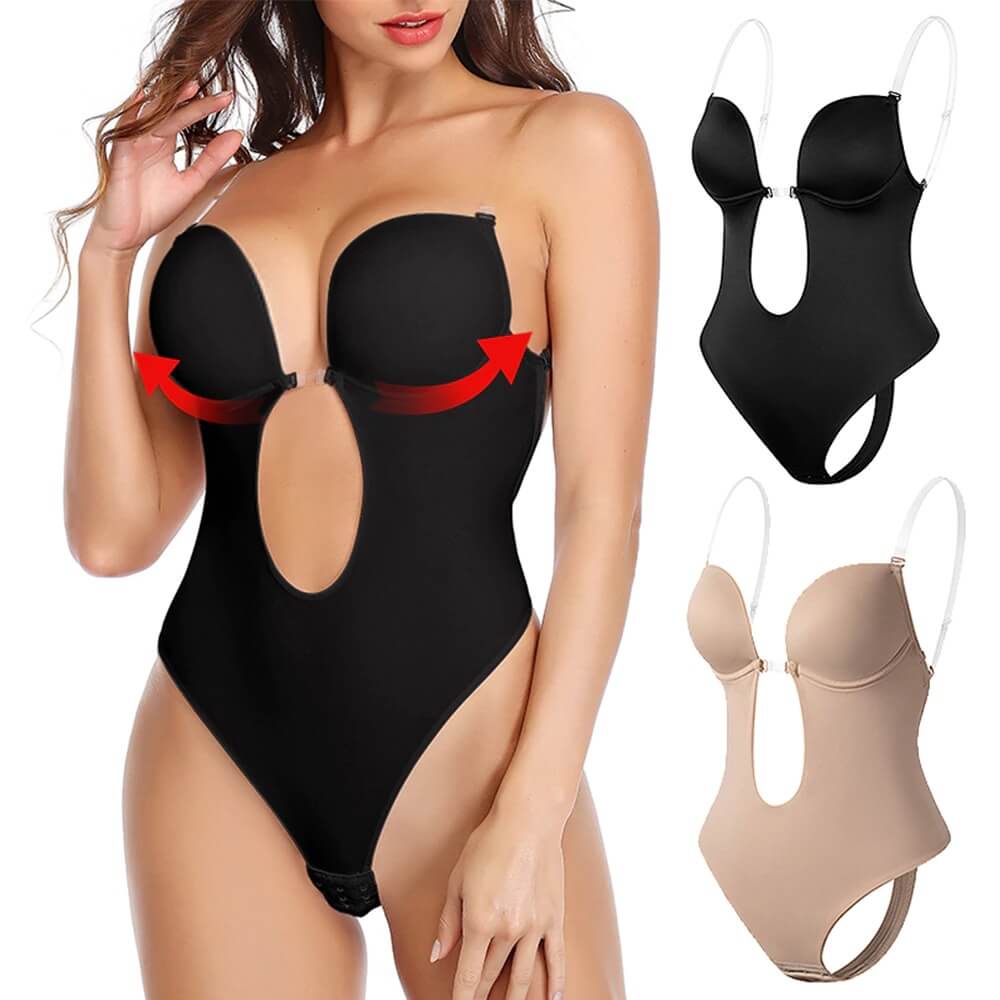 Dames body shaper met diepe V en open rug, naadloos corrigerend ondergoed