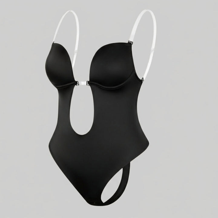 Comfortabele dames body shaper van spandex, met diepe V-hals en rugloos ontwerp voor een naadloze look.