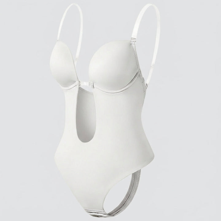 Dames shapewear met diepe V en rugloos design, biedt onzichtbare ondersteuning en comfortabel figuurcorrigerend effect.