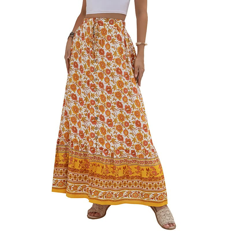 Dames lange zomerrok met split, casual elegantie voor een comfortabele en veelzijdige fashion statement.