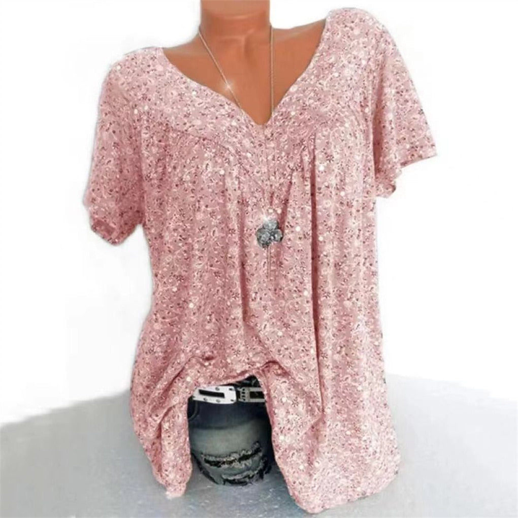 Comfortabele dames boho bloemenblouse met losse pasvorm, een trendy toevoeging aan je zomeroutfit.