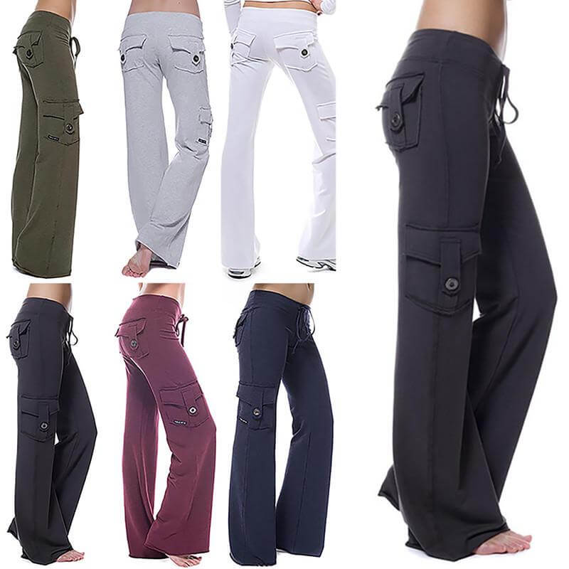 Modieuze dames bootcut cargobroek met zakken, perfecte pasvorm voor een stijlvolle look.