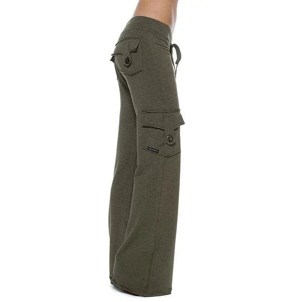 Praktische dames cargobroek Isabella met veel zakken en comfortabele bootcut pasvorm.