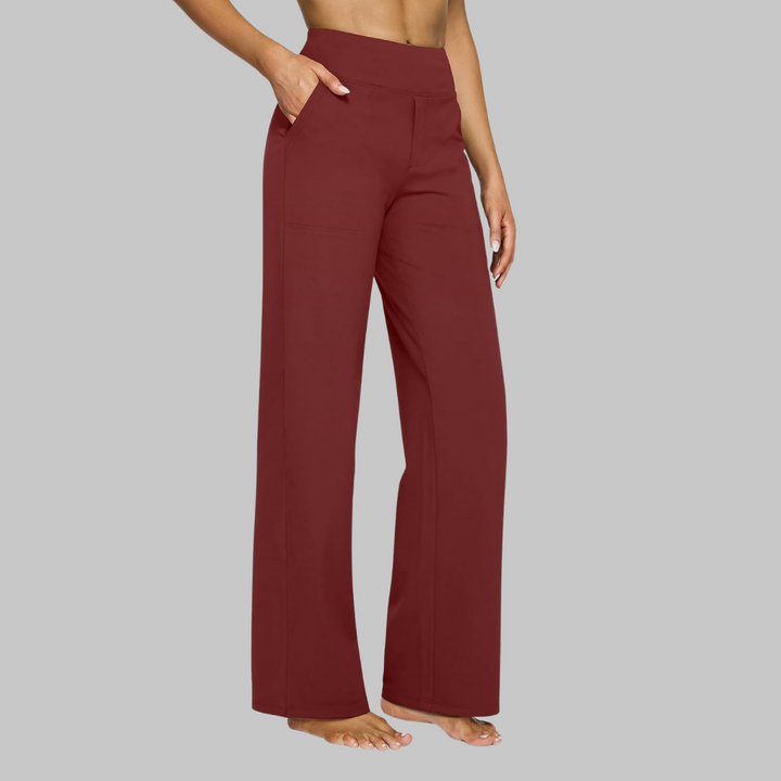 Elegante wijde pijpen broek voor dames met comfortabele hoge taille