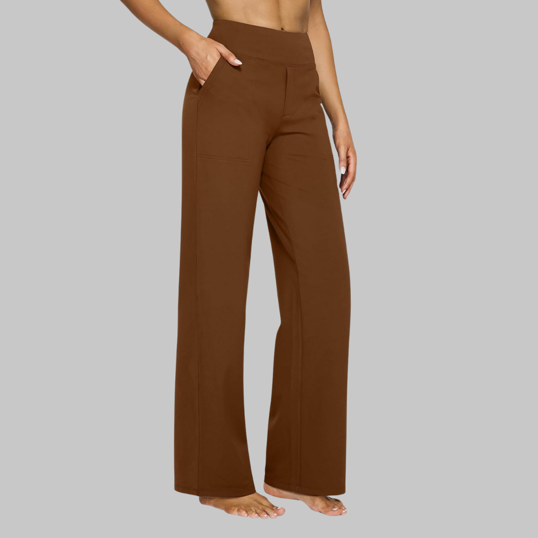 Stijlvolle hoge taille broek met wijde pijpen en moderne look