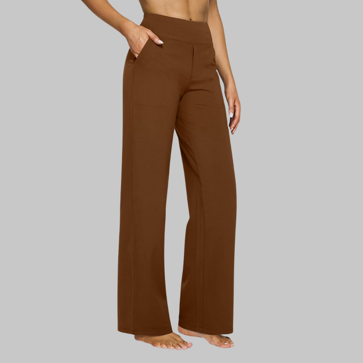 Stijlvolle hoge taille broek met wijde pijpen en moderne look