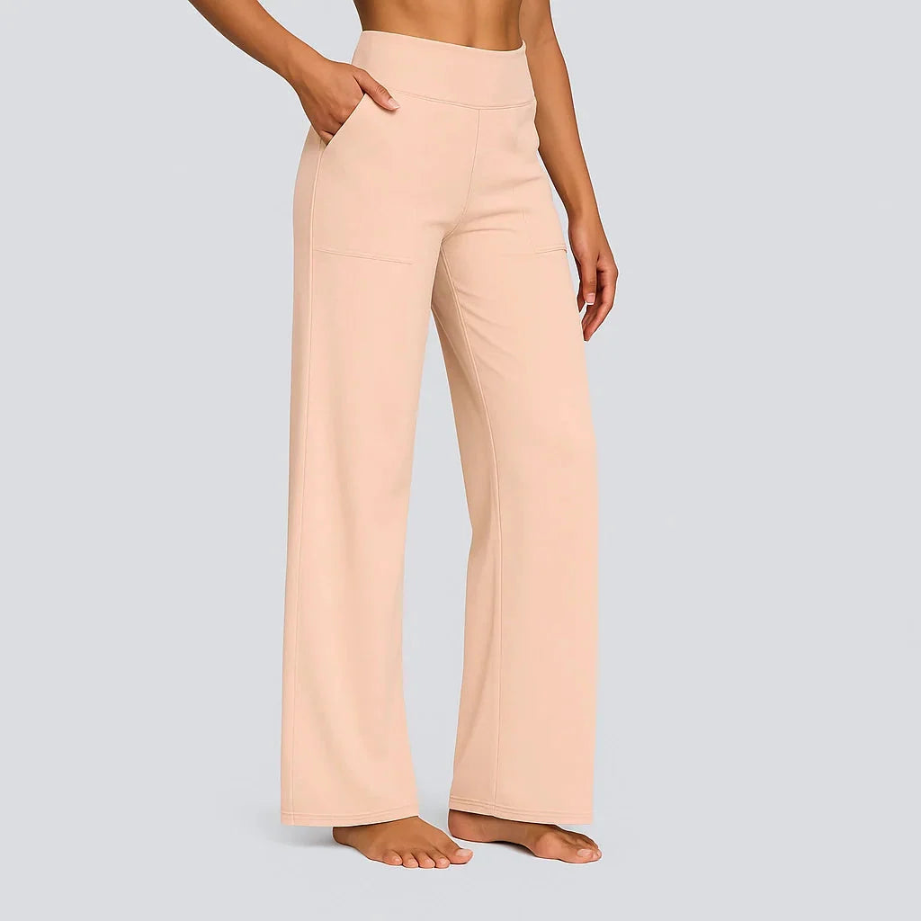 Comfortabele dames broek met zakken en elastische tailleband