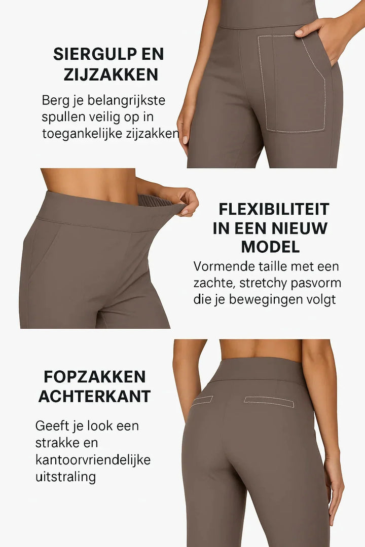 Veelzijdige dameskleding broek met wijde pijpen en hoge taille