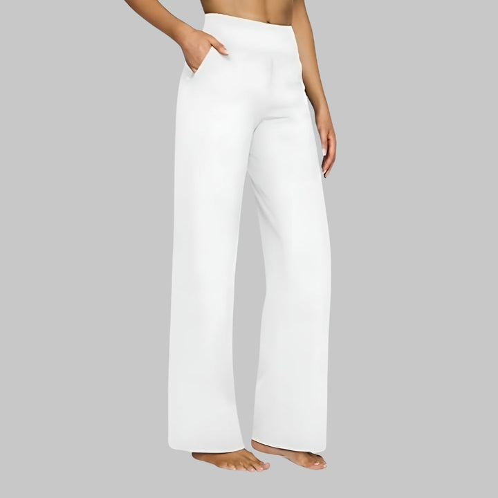 Luchtige dames broek met wijde pijpen en comfortabele elastische band
