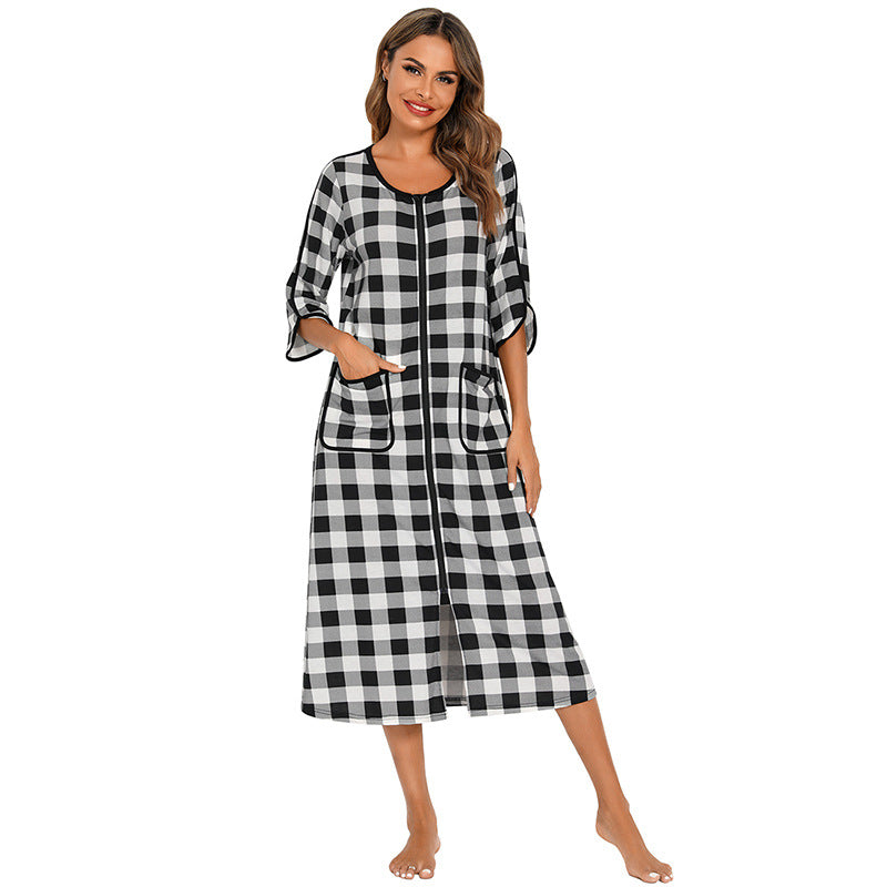 Stijlvolle dames capuchon badjas met ritssluiting, voor comfort en gemak.