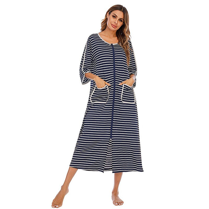 Luxe dames badjas met rits en capuchon, comfortabele loungewear voor elk moment.
