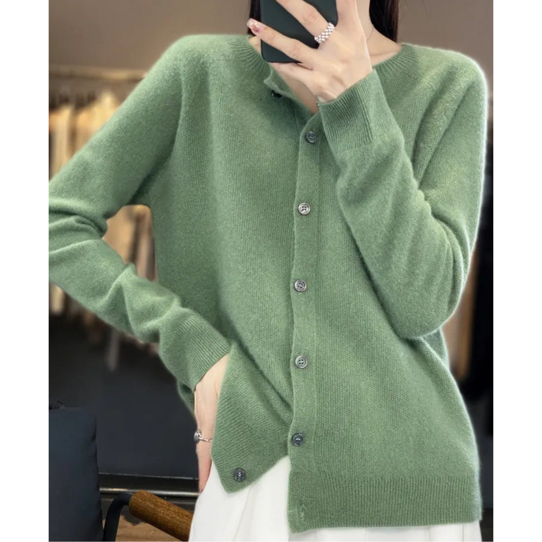 Vooraanzicht van een elegant damesvest, open cardigan. Stijlvol en comfortabel, diverse kleuren.