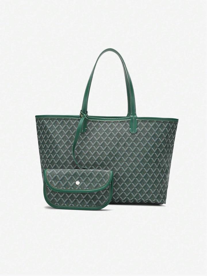 Ruime dames tote bag, lichtgewicht PVC schoudertas, moderne en praktische handtas.