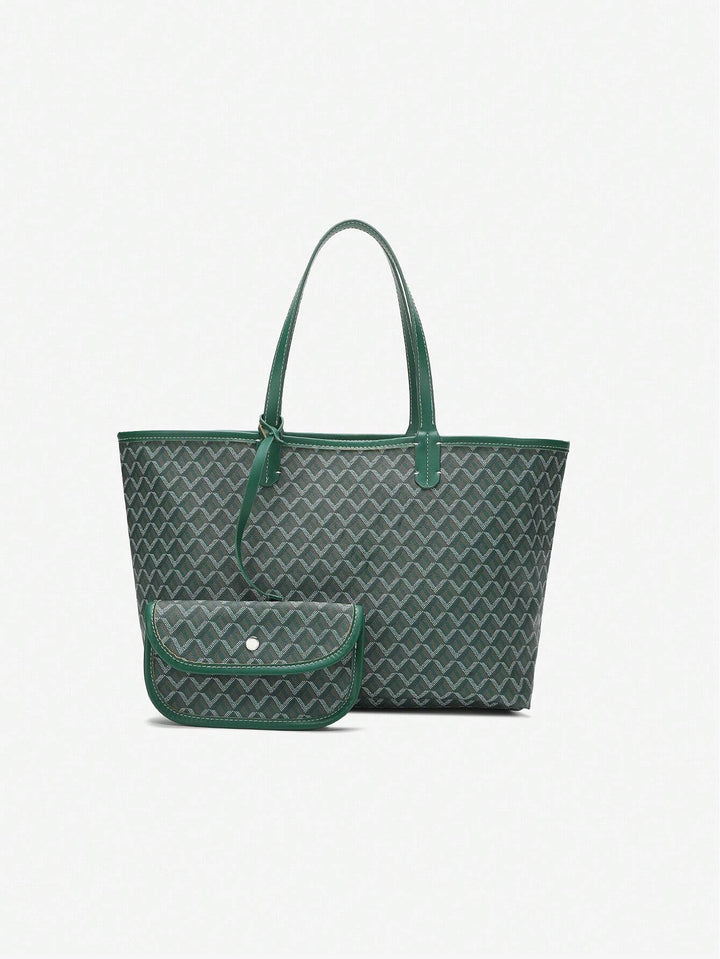 Stijlvolle dames tote bag, lichtgewicht PVC schoudertas, ruim en modern design.