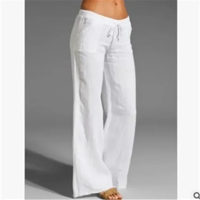 Dames casual zomerbroek met comfortabele, losse pasvorm. Ideaal voor warme dagen of strand.