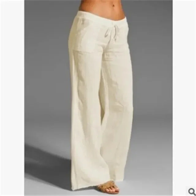 Trendy damesbroek met wijde pijp, comfortabel en modieus. Essentieel voor de zomerse garderobe.
