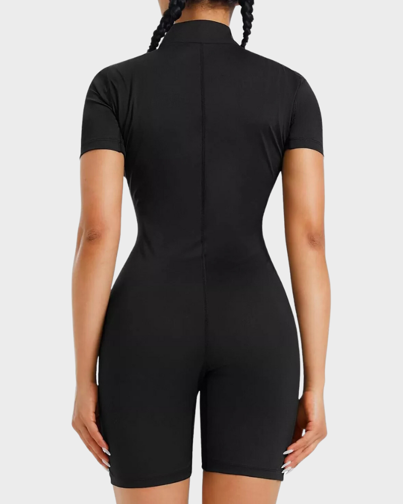 Zwart Celina dames full body saunapak. Comfortabele sportkleding voor afslanken en shapen tijdens workouts.