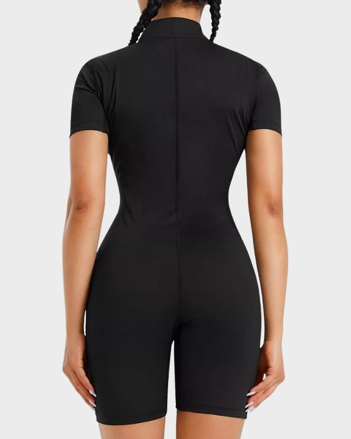 Zwart Celina dames full body saunapak. Comfortabele sportkleding voor afslanken en shapen tijdens workouts.