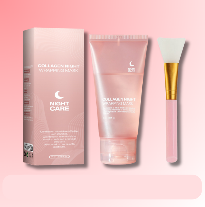 Dames collageen nachtmasker voor diepe hydratatie en huidverjonging. Essentiële anti-aging huidverzorging.