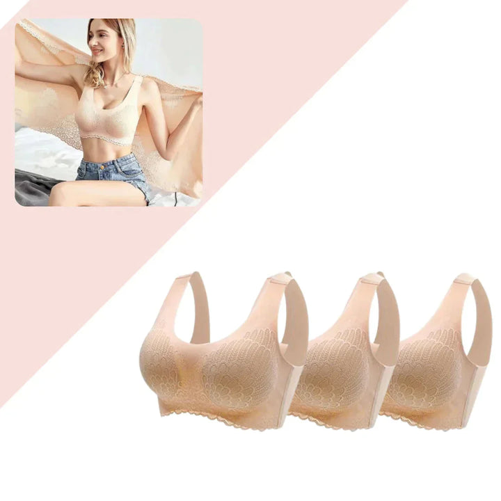 Zachte en naadloze dames comfort bh set (3 stuks), onzichtbaar onder kleding, perfect voor dagelijks draagcomfort.