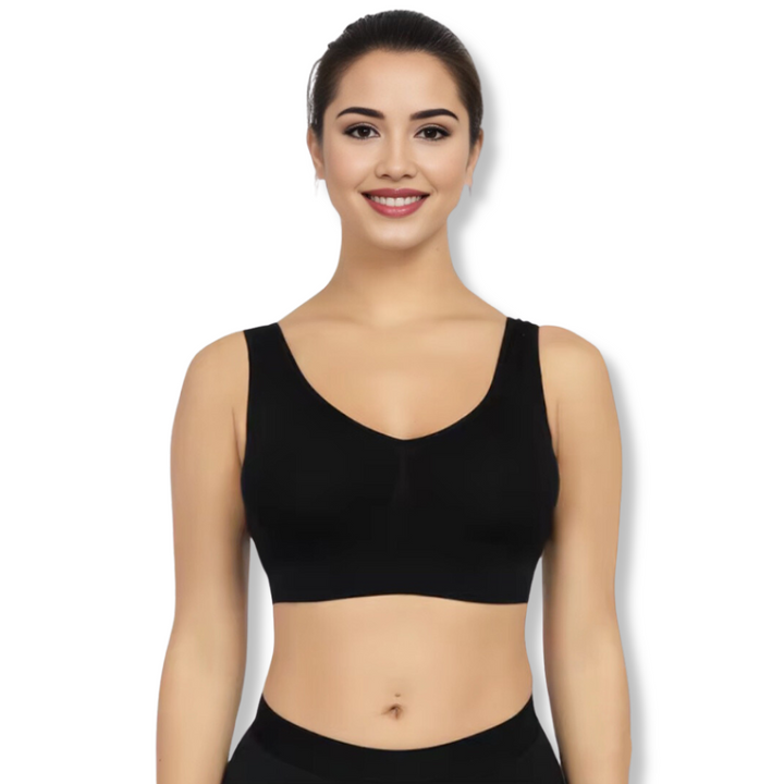 Witte dames comfort BH zonder beugel. Zachte, ondersteunende beugelvrije lingerie voor elke maat en dagelijks comfort.