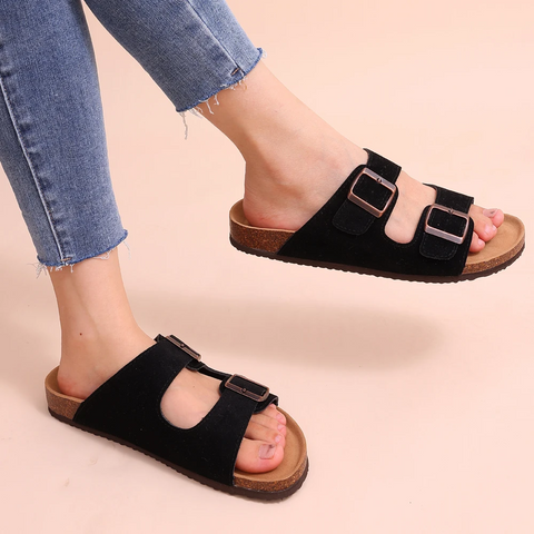 Lichte dames zomer sandalen met flexibele antislipzool en comfortabel kurkvoetbed voor optimale ondersteuning.