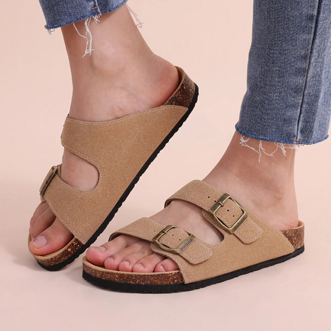 Stijlvolle casual dames sandalen met kurkvoetbed, geschikt voor zomerse wandelingen en dagelijks gebruik.