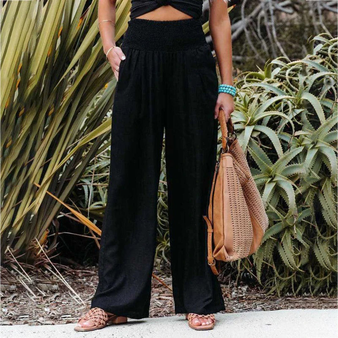 Dames comfortabele elastische zomerbroek met losse pasvorm, ideaal voor casual dagelijkse kleding.