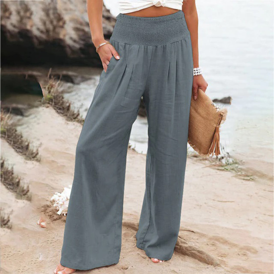 Casual chique dames zomerbroek met comfortabele elastische taille, perfect voor zomerse outfits.