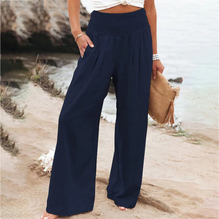 Dames zomerbroek met comfortabele elastische taille en losse pasvorm, perfect voor dagelijkse mode.