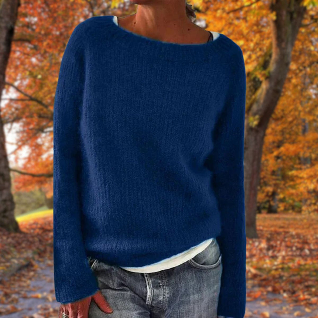 Stijlvolle dames sweater met ronde hals en lange mouwen. Veelzijdige gebreide trui voor elke gelegenheid.