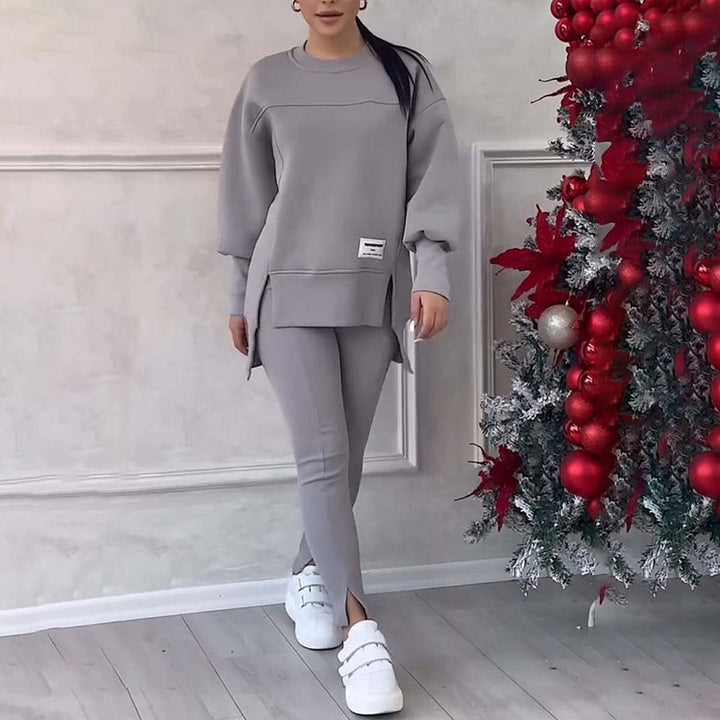 Tweedelige dames outfit set van zachte, ademende stof; ultiem comfort voor stijlvolle vrijetijds- of loungewear.