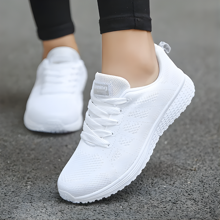 Grijze dames sneakers met demping voor lange wandelingen en dagelijks gemak.