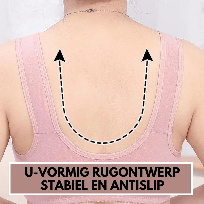 Zachte dames comfort bh met voorknoopsluiting, ideaal voor dagelijks gebruik en gemakkelijk aan te trekken.