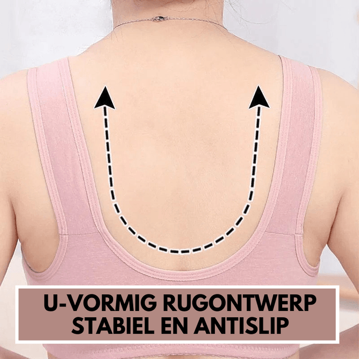 Zachte dames comfort bh met voorknoopsluiting, ideaal voor dagelijks gebruik en gemakkelijk aan te trekken.