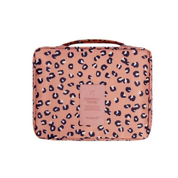 Trendy waterdichte make-up reistas met bloemenpatroon, compacte beauty case voor dames.