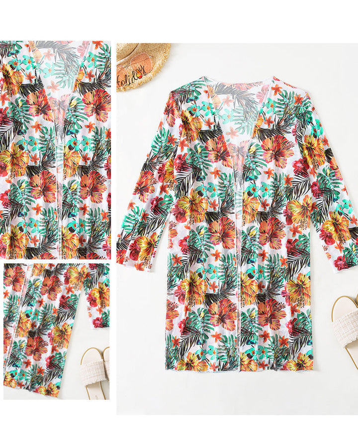 Flatterende driedelige badmode voor dames: bloemenprint bikini set Yara met wikkelrok.