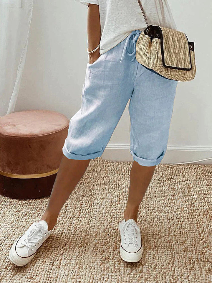 Comfortabele dames driekwart broek in casual stijl met elastische taille voor de zomer