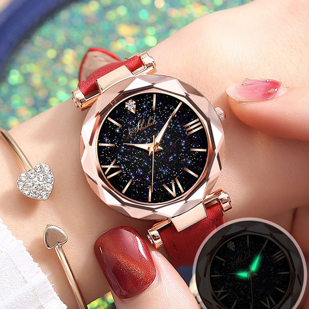Fashion statement: Elegant dameshorloge, CuteWatch™ met trendy design en uniek glas als sieraad.