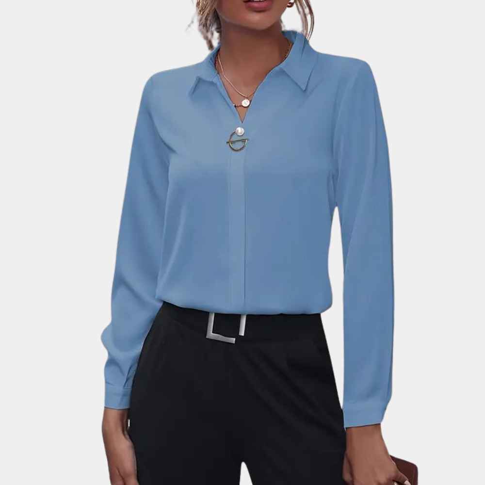 Casual Chic Blouse Amélie: Comfortabele dames top met lange mouwen, perfecte bovenkleding voor veelzijdig gebruik.