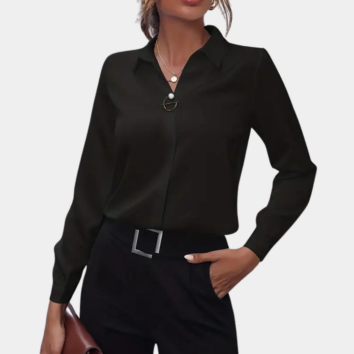 Elegante Vrouwen Top Amélie: Klassieke casual chic blouse van chiffon, perfect voor een modieuze uitstraling.