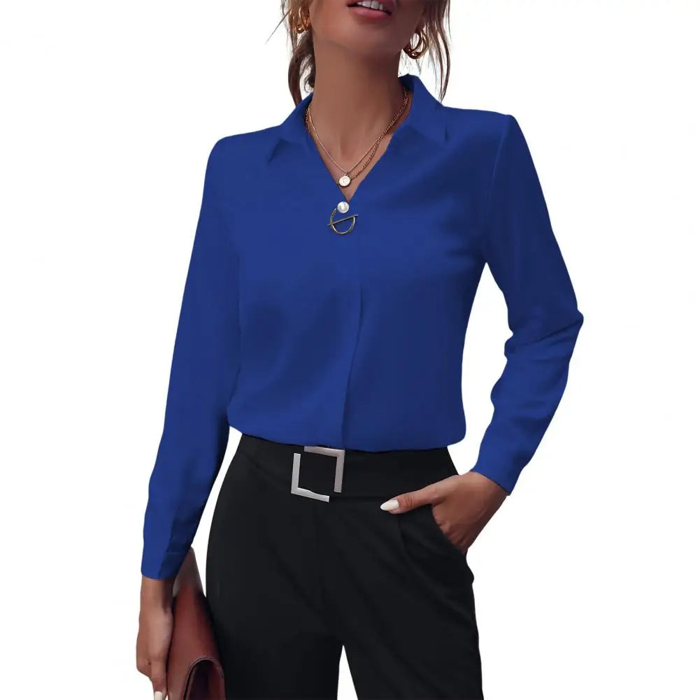 Voorjaar Zomer Blouse Amélie: Lichtgewicht dames chiffonblouse met lange mouwen, een veelzijdige en stijlvolle toevoeging.