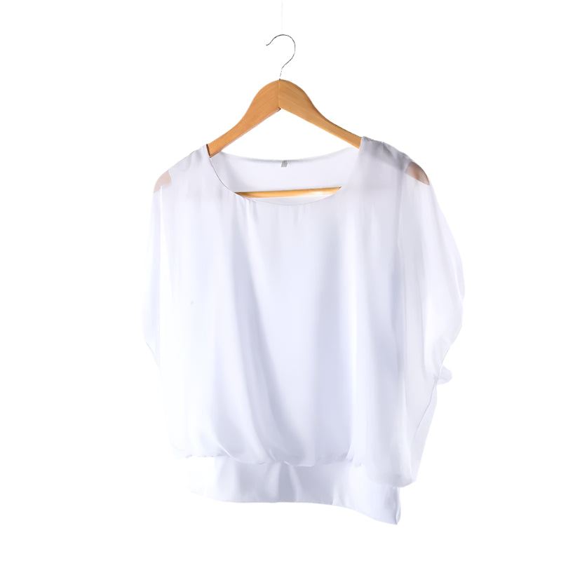 Modieuze dames blouse Ariana met prachtige ruche mouwen en een comfortabele vloeiende pasvorm, zeer veelzijdig.