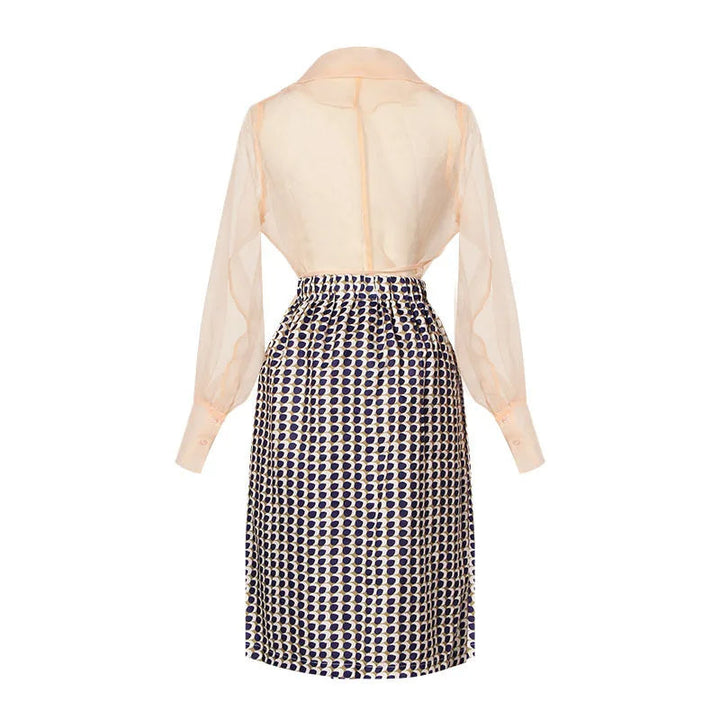 Dames elegante tweedelige chiffon zomerset Maurelle met rok en riem, ideaal voor zomerse gelegenheden.
