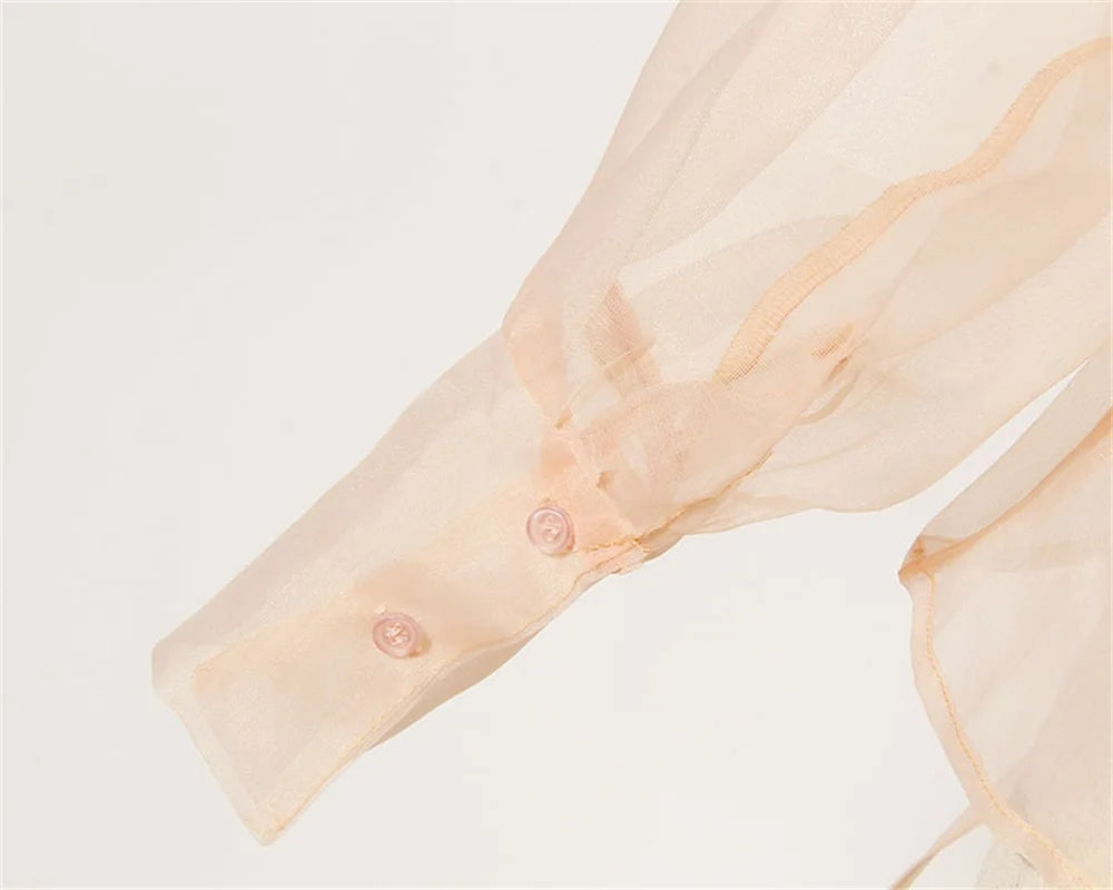 Luchtige dames chiffon zomerset Maurelle, bestaande uit een elegante top en rok, perfect voor warme dagen.