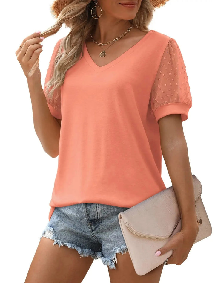 Casual V-hals bovenkleding voor vrouwen, relaxte pasvorm en tijdloze elegantie.