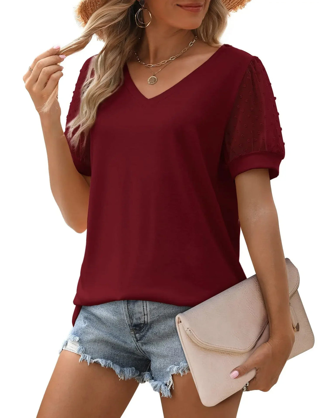 Elegante V-hals top voor dames, een comfortabele keuze voor dagelijkse stijl.