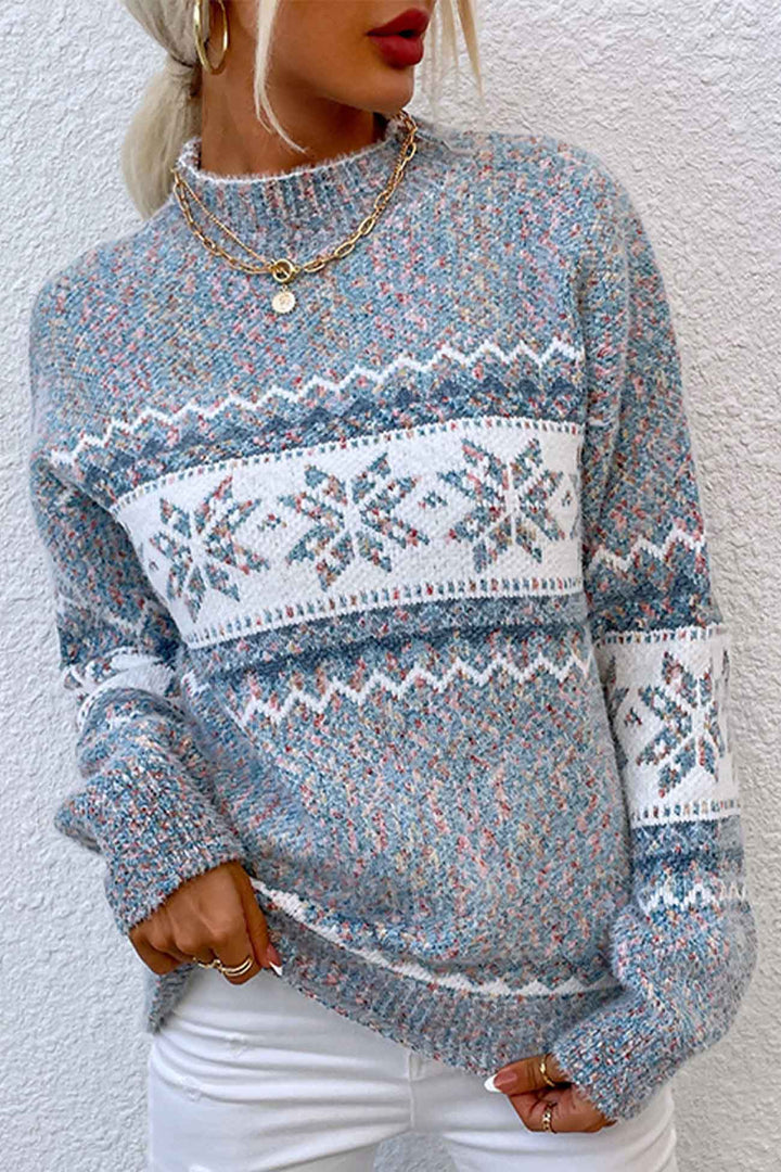 Modieuze winter trui voor dames, Fair Isle design, gebreide ronde hals, casual en warm.